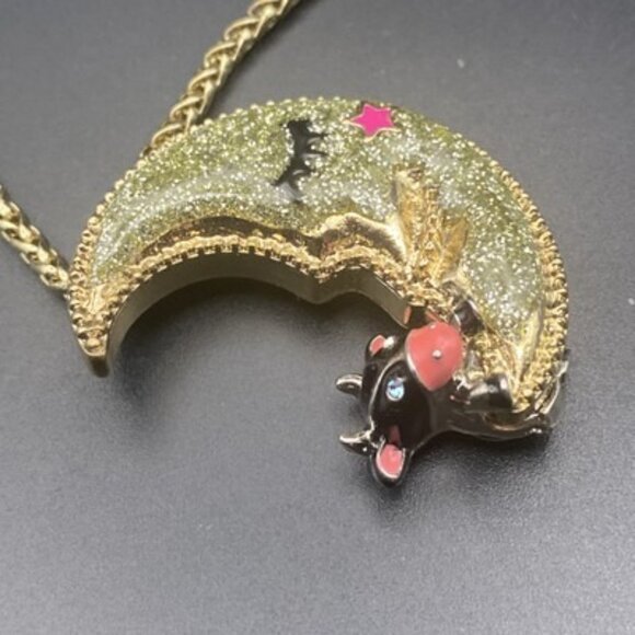 Vtg Betsey Johnson Necklace Heavens to Betsey Cow Jumped Over Moon Celestial 16" - Picture 6 of 9